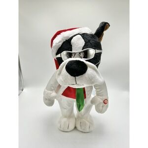 Singing & Dancing Dog w/ Christmas Hat LET IT SNOW Boston Terrier 2015 WORKS